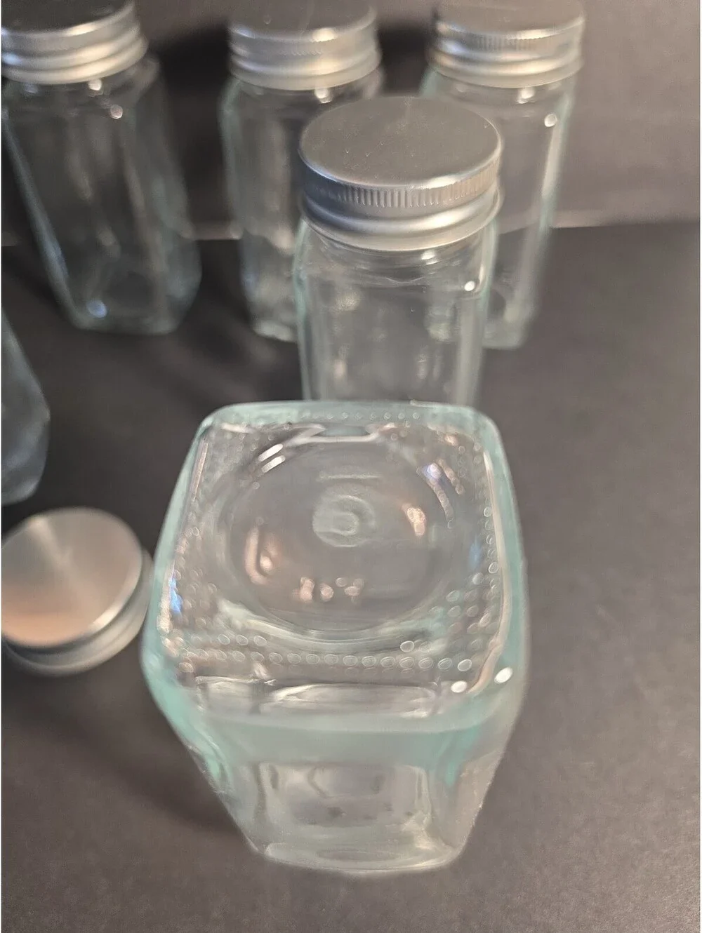 Set Of 7 New Square Spice Holders Glass 4.25